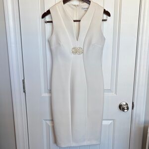 Calvin Klein Women's Cream Midi Dress